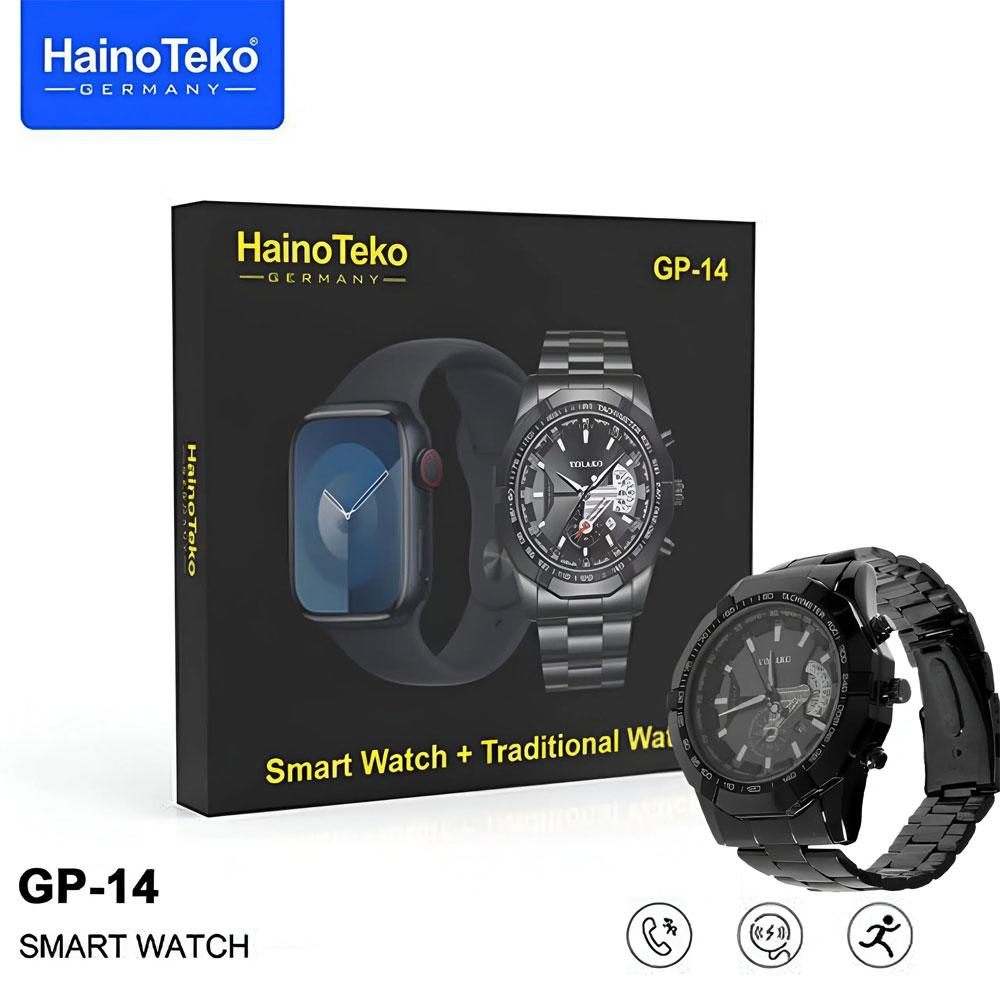 Coffret 2-en-1 Haino Teko Germany GP-14 – Montre Connectée Original + Montre Classique Gratuit