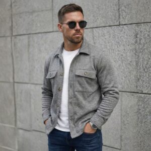 Veste Surchemise en Molleton - Gris Chiné